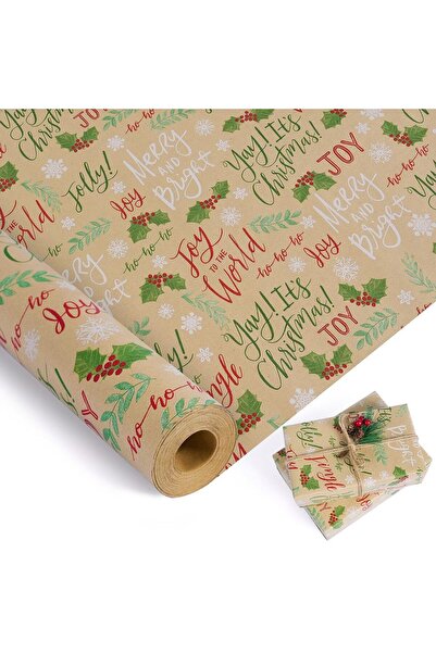Choice Multi-Colored 1 Roll Christmas Wrapping Paper Roll,Green Red White Kra...