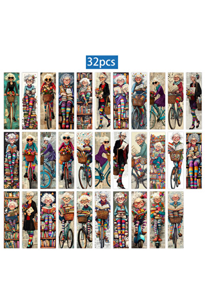 Choice مجموعة من 32 قطعة بألوان متنوعة، فواصل كتب بتصميم سيدة عجوز عتيقة، منا...