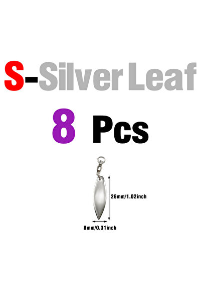 Choice مجموعة 8 شفرات دوارة من سيلفر ليف MNFT مع محامل كروية دوارة، طعم صيد دوار