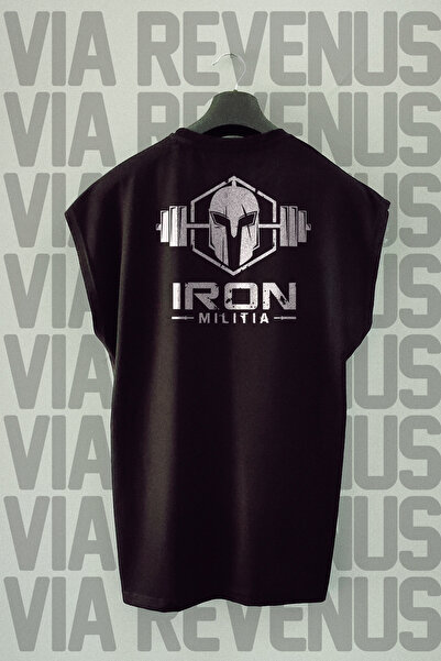 Vordevia Iron Milita Sırt cu imprimeu Sıra Zero Mâneci bumbac 100% Sport tricou