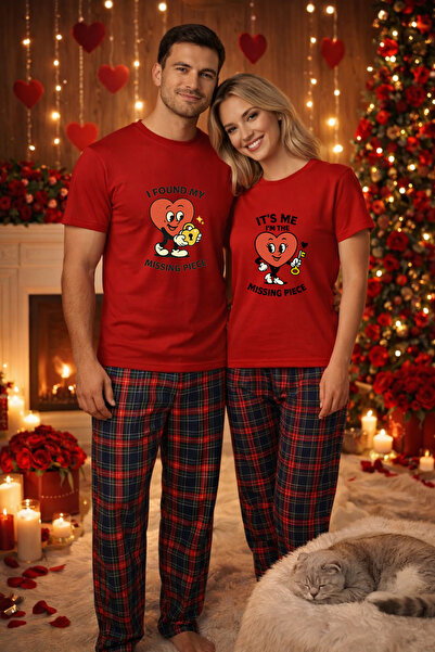 MVRDAR Set pijamale pentru cuplu tricou si pantaloni pijamale, bumbac, Craciu...