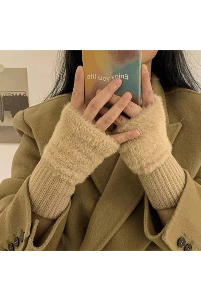 Choice One size Khaki 1PC- Warm and Cold-proof Half-finger Gloves for Women i...