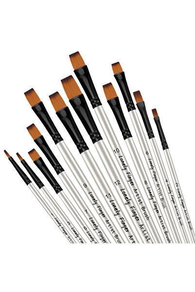 Choice 12 White Flat Artist Paint Brushes Set 12/48Pcs Professional Filbert B...