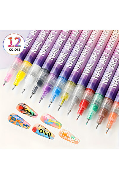 Choice 12 Colors 12 Color Nail Art Pens,0.5MM Nail Polish Pens Drawing Painti...