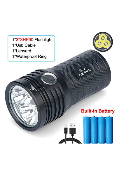 Choice 3LEDP90 3*XHP90 Powerful LED Flashlight USB Rechargeable Tactical Torc...