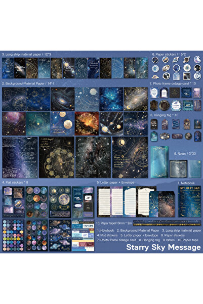 Choice مجموعة أوراق قصاصات فنية بتصميم سماء مرصعة بالنجوم، 201 قطعة، بتصميم ع...