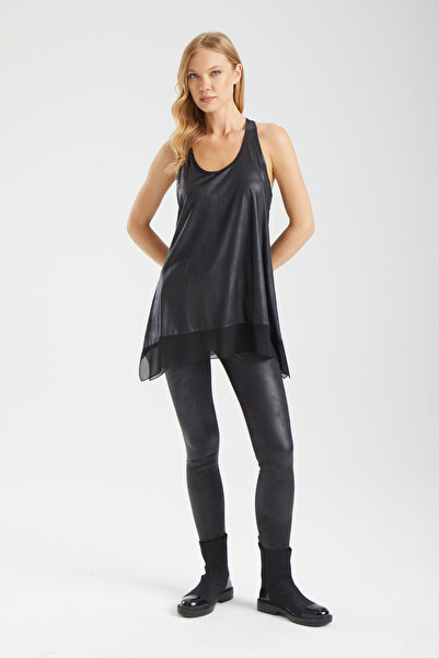 IMBUE High Waist Shaping / Sculpting Leather-Look Black Leggings