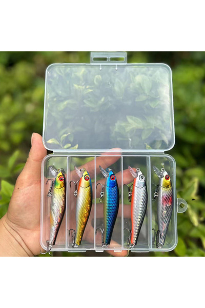 Choice علبة من 5 قطع - 5 قطع/علبة طعم صيد سمك صغير، طعم صناعي صلب، عيون ثلاثي...