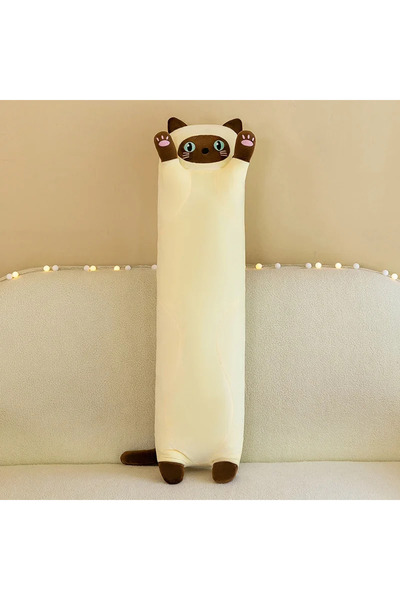 Choice قطة كريمية اللون بطول 90 سم تقريبًا، دمية قطة طويلة ناعمة، لعبة محشوة ...