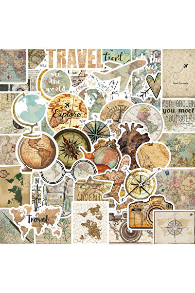 Choice ٥٠ قطعة من ملصقات خريطة السفر الكرتونية، مثالية لتزيين أدوات الكتابة ا...