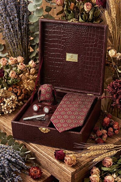 Kravatkolik Ανδρικό κουτί δώρου Claret Red - Καρφίτσα γραβάτας με μανικετόμπα...