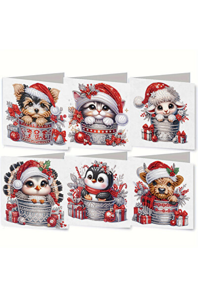 Choice مجموعة بطاقات معايدة للرسم الماسي لعيد الميلاد مكونة من 6 قطع - تصاميم...