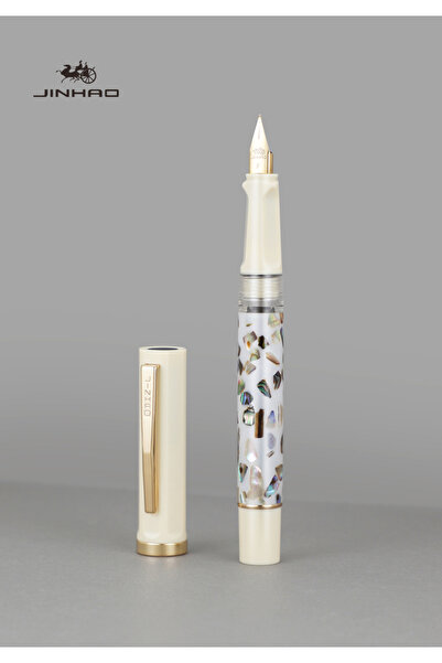 Choice قلم حبر جاف أبيض من جينهاو ٥٨، مصنوع من الخشب/النقش، برأس رفيع للغاية ...