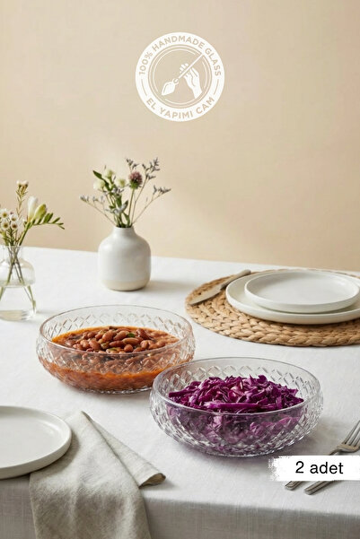 Glamis Selen Concept Cage Model Handmade Large Size Glass Salad Bowl Set of 2