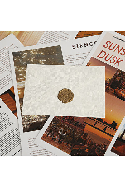 Choice9 White-20pcs 10pcs Linen-Textured Envelope Set with Wax Seal - Retro W...