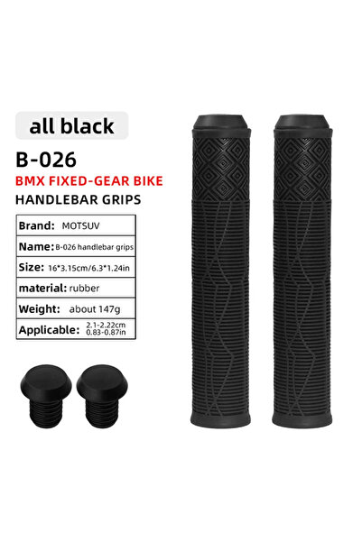 Choice مقابض دراجة سوداء بالكامل، مقاس 160 مم، مقابض مانعة للانزلاق، مقاومة ل...