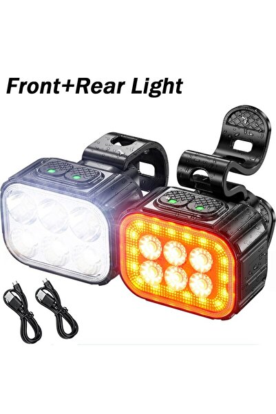 BUCKLOS 510190-زوج واحد من مصابيح الدراجة Q6 LED الأمامية والخلفية وشحن USB و...