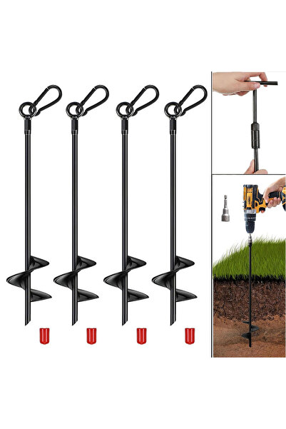 Choice black Trampoline Ground Anchor Set of 4, 40 cm Set with Rotating Aid f...