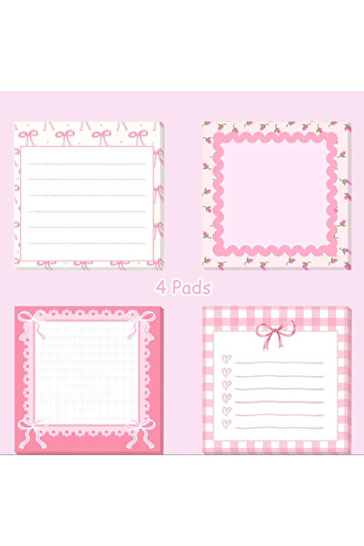 Choice 4pcs 4/8 pcs Cute Bow-Shaped Sticky Notes 7.62 x 7.62 cm Adorable bow-...