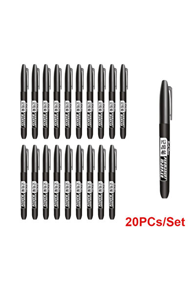 Choice ٢٠ قلم تحديد دائم أسود، ٦ أقلام/مجموعة، رأس رفيع مقاوم للماء، رأس رفيع...