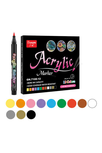 Choice4 GN7100-12 Colors 12-60 Colors Acrylic Paint Brush pen Art Marker Soft...