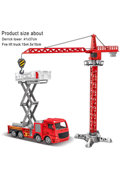 Choice1 رافعة برجية حمراء اللون، قطعتان، نموذج بناء من المعدن المصبوب، مركبة ...