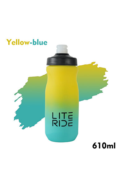 Choice زجاجة ماء للدراجات الهوائية من لايتريد، سعة 610 مل، لون أصفر/أزرق، متو...