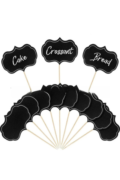 Choice 24pcs black Mini Blackboard Paperboard Message Slate Business Card Hol...