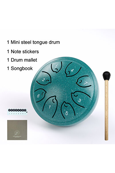 Choice 4.5 inch malachite 8 Notes Ethereal Drum Steel Tongue Drum Rain Chime ...