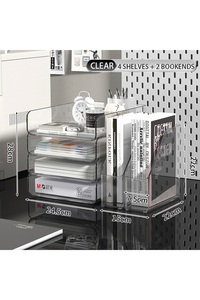 Choice 4-Tier-Book end-S Desk Organizer with 2 Vertical File Holder, 4 Tier S...