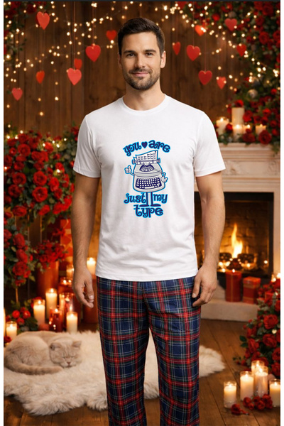 MVRDAR Σετ ανδρικής βαμβακερής πιτζάμας για την Ημέρα του Αγίου Βαλεντίνου, D...