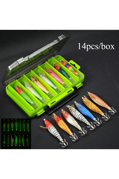 Choice 14 قطعة - طعم صيد 14 قطعة/علبة، خطاف صيد أفقي 10 سم، طعم صيد روبيان ال...