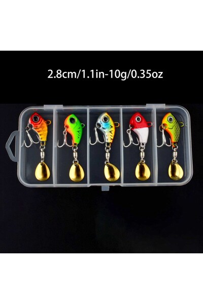 Choice 5 قطع - 10 غرام، طُعم صيد دوار هزاز، 5 قطع، طُعم معدني ملون مع خطافات،...