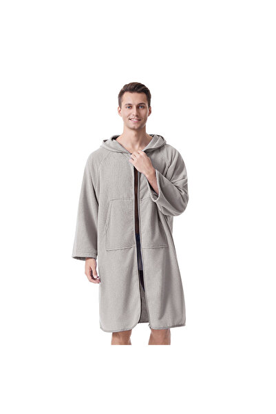 Choice 110x70cm Grey Mutao Looped Bathrobes with Zipper, Soft Long Sleeves - ...