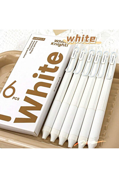 Choice أسود 0.5 مم أبيض 6 قطع، قلم حبر جاف قابل للسحب، مقبض سيليكون، طرف ST، ...