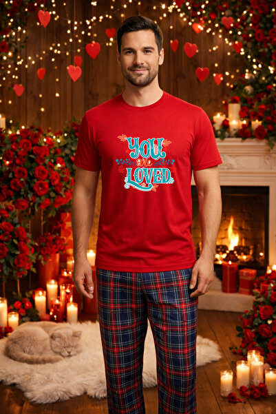 MVRDAR Σετ ανδρικής βαμβακερής πιτζάμας για την Ημέρα του Αγίου Βαλεντίνου, D...