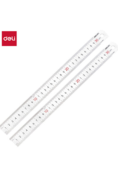 Deli 30cm 2pcs Stainless Steel Ruler for Students And Woodworkers Straight Ed...