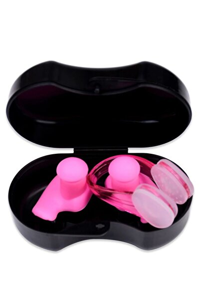 Choice مجموعة سدادات أذن سيليكونية وردية اللون للسباحة، مزودة بمشبك للأنف، سد...