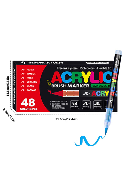 Choice 48 قلم تلوين أكريليك برأس فرشاة، 12-72 لونًا، قلم طلاء أكريليك مناسب ل...
