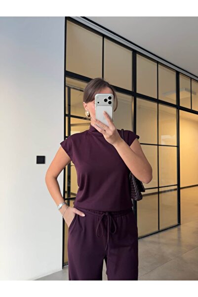 BB Bensu Buyruk Costum modal cu guler înalt, culoare prune