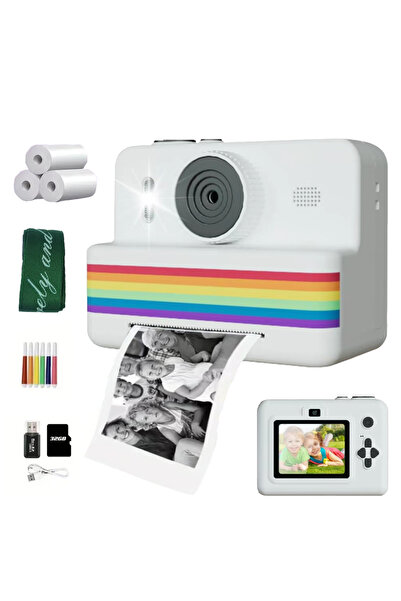 Choice4 كاميرا لعبة بيضاء بشاشة 2.8 بوصة للطباعة الفورية، مزودة ببطاقة ذاكرة ...