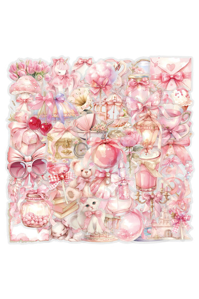Choice 60PCS 60 Pieces Pink Coquette Sticker Pack - Waterproof Transparent PE...