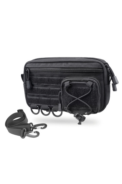 Choice حقيبة سوداء تكتيكية أفقية بنظام مولي مع حزام ورباط أمامي، حقيبة إسعافا...