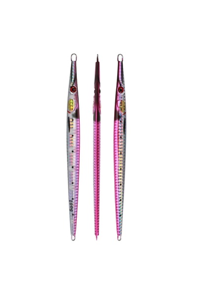 Choice طعم صيد معدني عمودي بإبرة متوهجة وردية اللون من JIGGINGPRO، وزن 80 غرا...