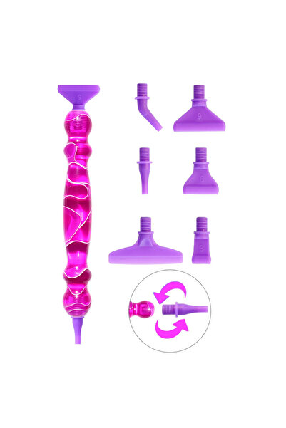 Choice D Purple 6 Plastic Resin Diamond Paint Brush Kit with 6 Interchangeabl...