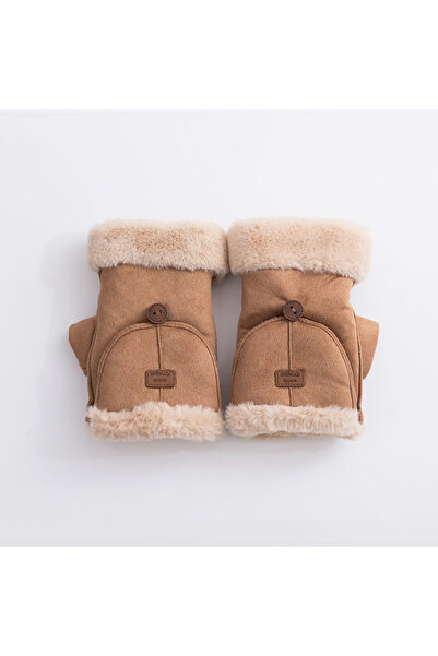 Choice قفازات ركوب الدراجات من جلد الغزال للنساء، بلون الشمبانيا، دافئة وأنيق...