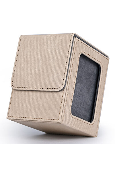 Choice5 علبة تخزين بطاقات التداول بلون رمادي رملي مع نافذة عرض، تتسع لأكثر من...