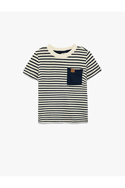 Koton Pocket Detailed Short Sleeve Crew Neck Striped T-Shirt