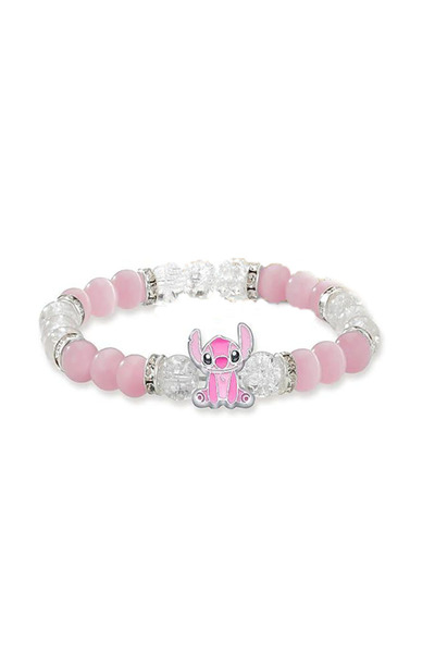 Choice1 pink New Fashion Disney Stitch Angel Crystal Beads Bracelet Couple Fr...