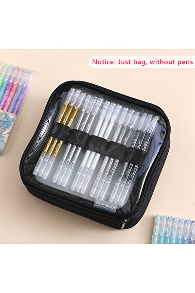 Choice حقيبة تخزين أقلام جل ملونة شفافة من قماش PVC أسود (بدون قلم) سعة كبيرة...